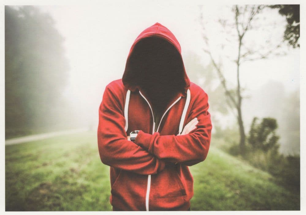 Scary Violent Faceless Thug Gangster In Red Hoody Postcard