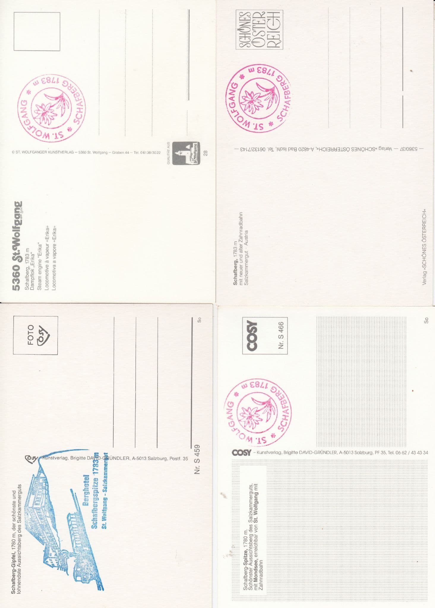 Schafberg Germany 4x Trains Railway Aerial Special Franked Postcard s