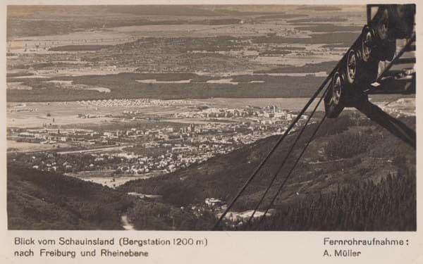 Schauinsland Freiburg Rhine Germany Vintage Cable Car Aerial Real Photo Postcard