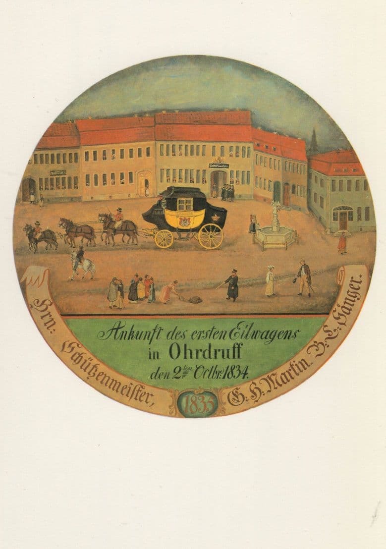 Schiebscheibe Ohrdruff 1834 German Post Office Sign Postcard