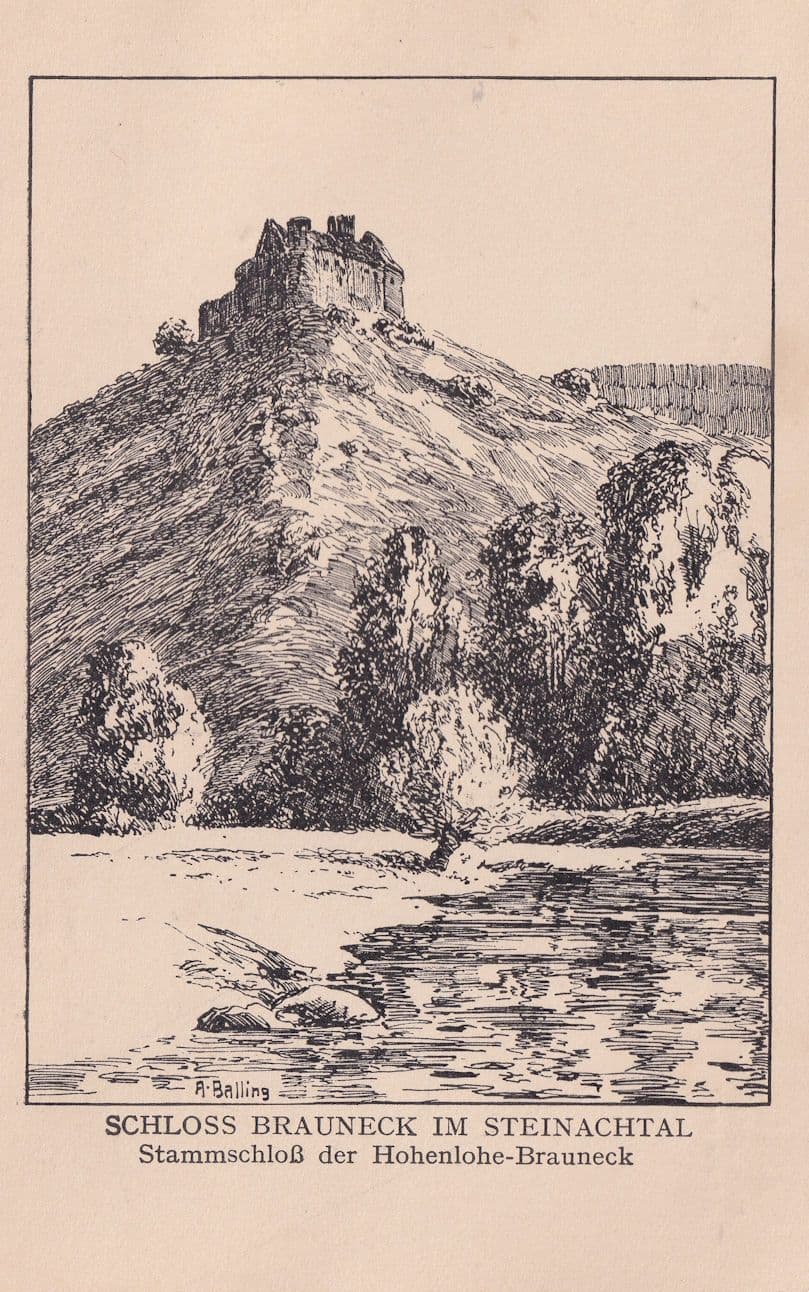 Schloss Brauneck Im Steinachtal German Artist Drawing Postcard