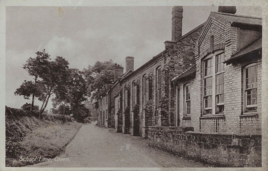 School Lane Coven Lonely Path Old Wolverhampton RPC Postcard