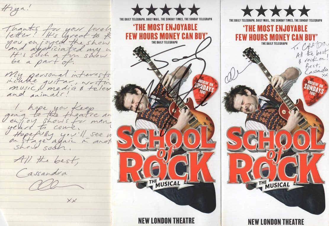 School Of Rock Meatloaf Musical 2x Hand Signed Theatre Flyer s