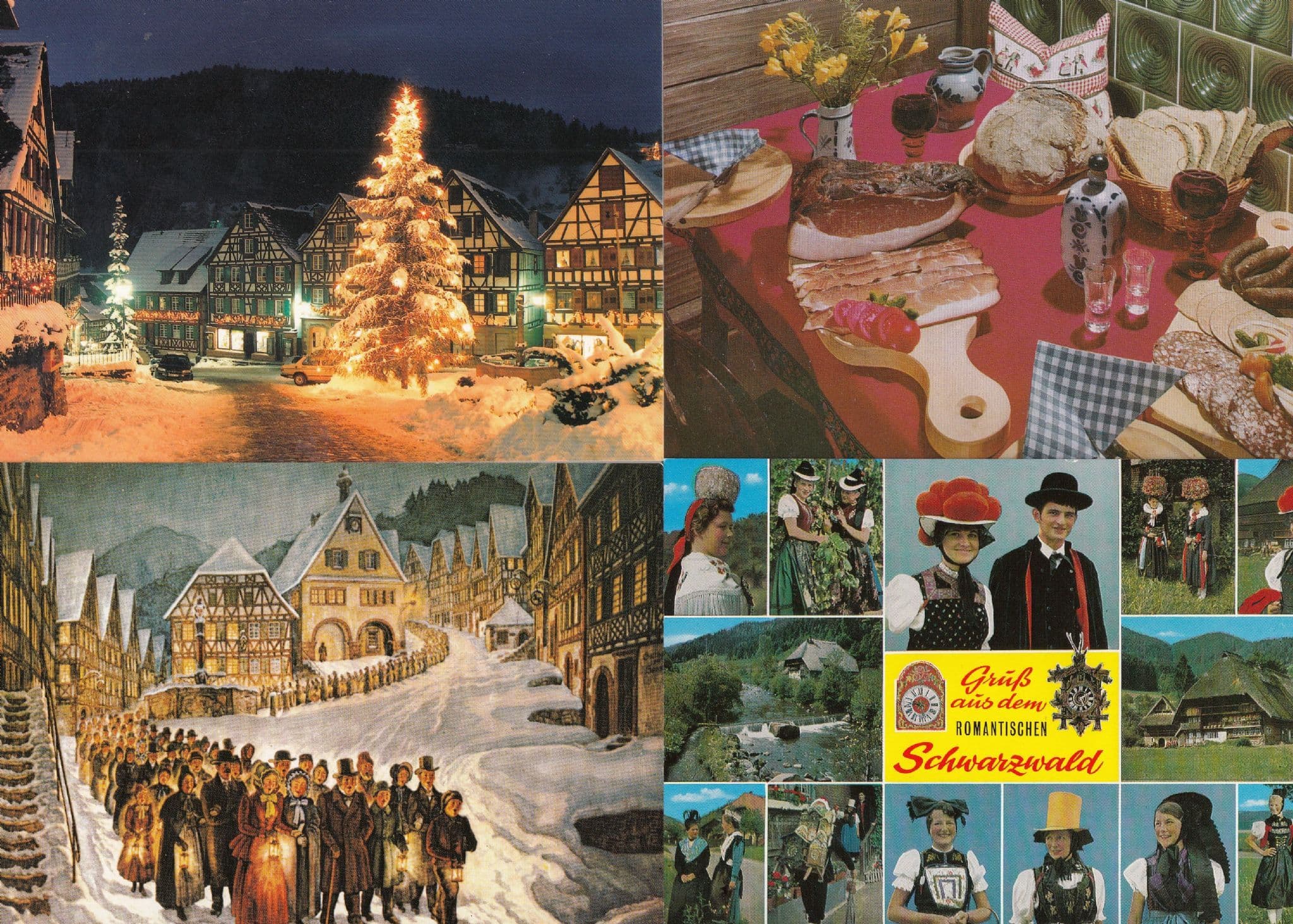 Schwarzwald Grimms Fairy Tales Girl Fashion Food German 4x Postcard s