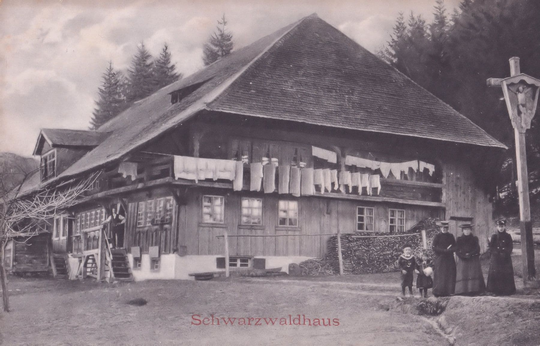 Schwarzwaldhaus German Black Forest House & Owners Old Postcard