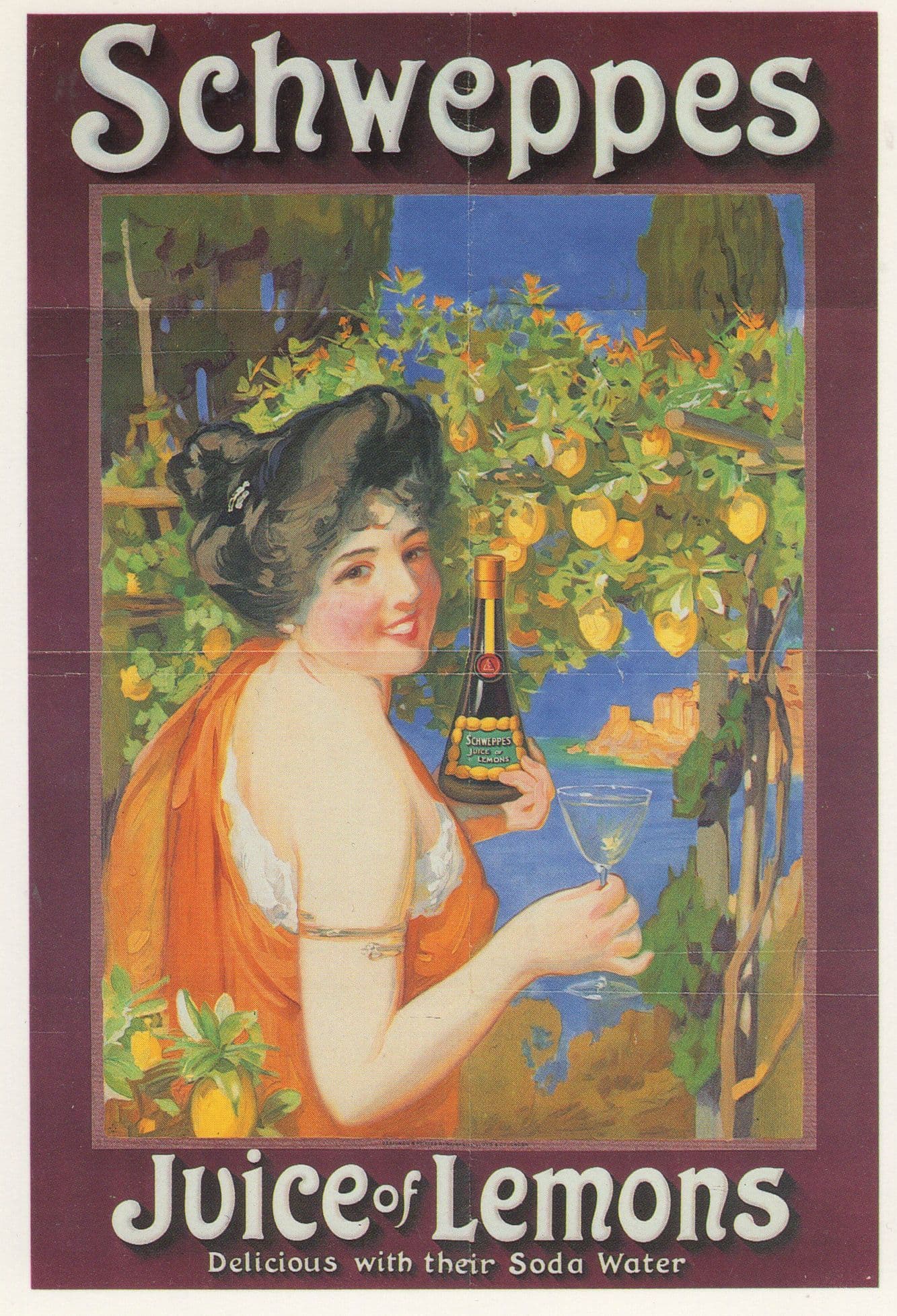 Schweppes Juice Of Lemons Lemonade Advertising Postcard