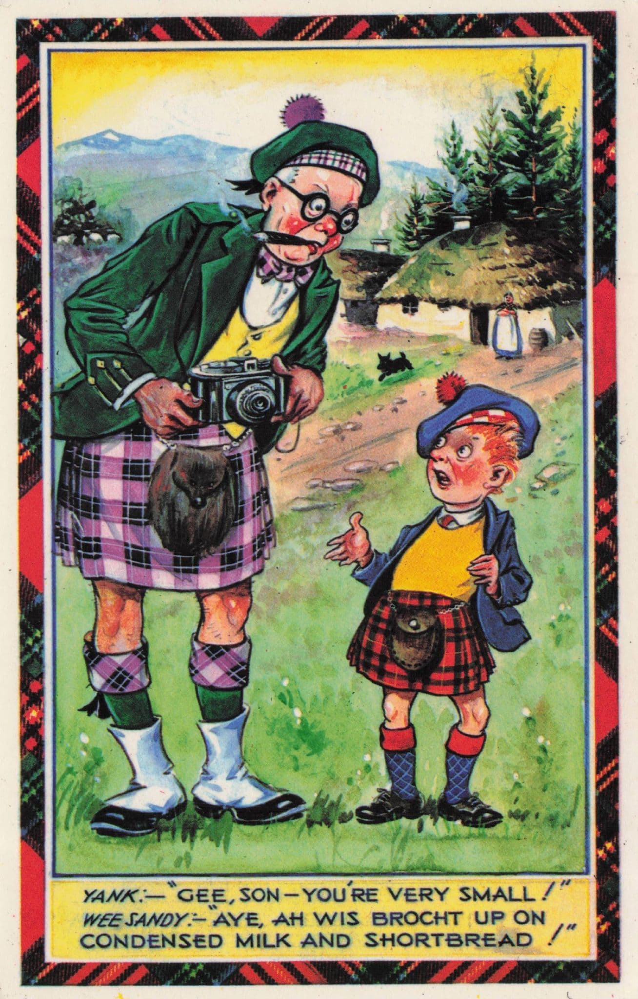 Scottish Condensed Milk & Shortbread Food Diet 1970s Comic Postcard