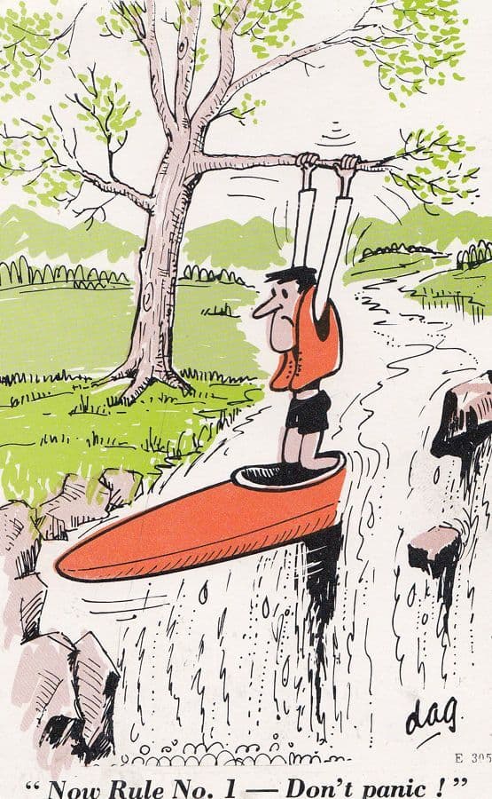 Scottish Fred Flinstones Lookalike Canoe Boating Disaster Comic Humour Postcard