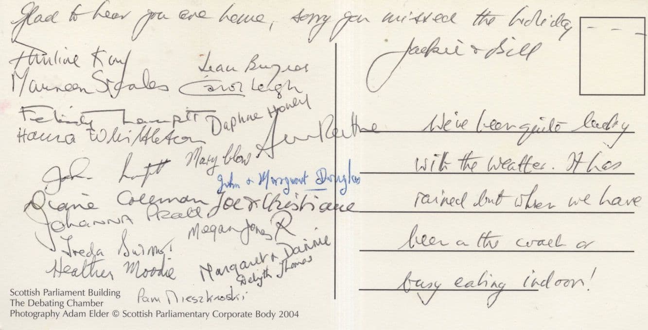 Scottish Parliament Hand Signed Autograph Scotland Postcard