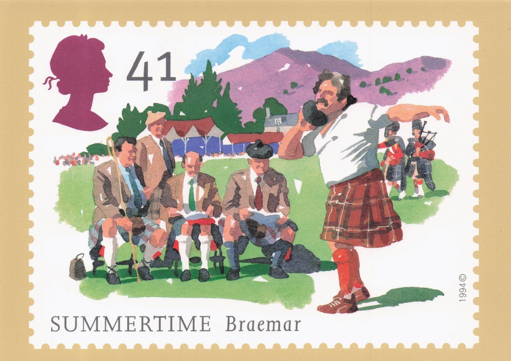 Scottish Strongman Games Braemar Scotland 1994 Painting Postcard