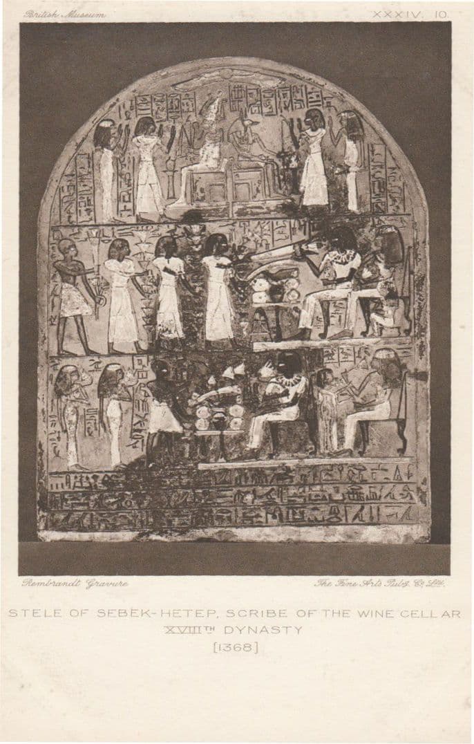 Scribe Of The Wine Cellar Stele Of Sebek Hetep China British Museum Old Postcard