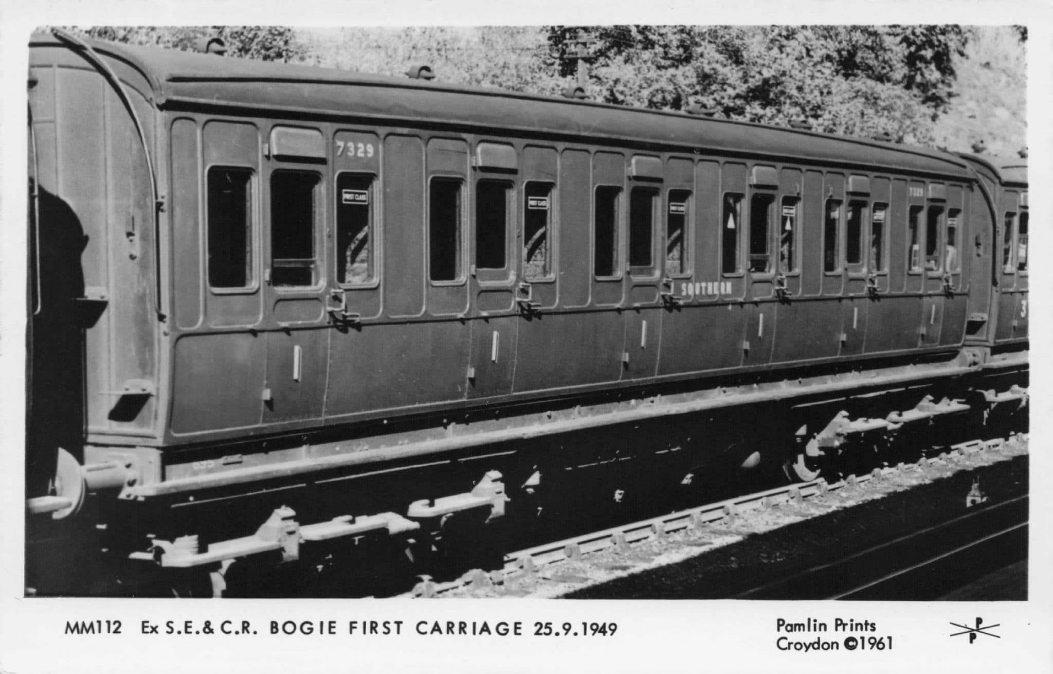 SE&CR First Bogie Old Train Carriage Pamlin Prints Railway RPC Postcard