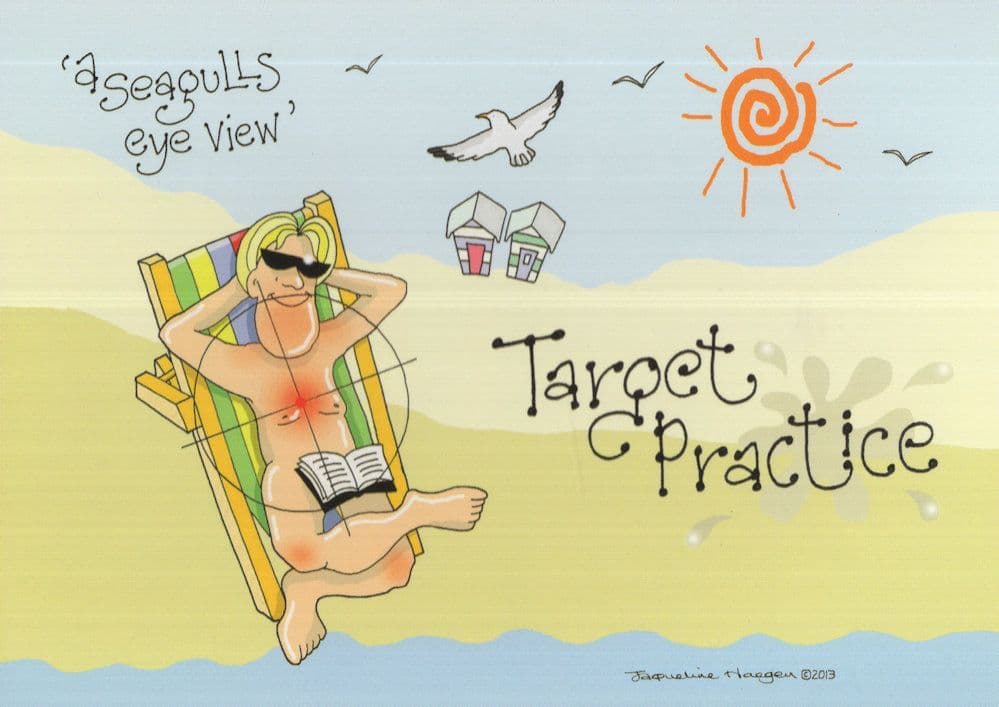 Seagull Bird Shooting Poos at Eastbourne Target Practice Comic Postcard