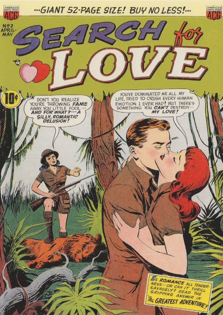Search For Love 1950s Comic Book Jungle Safari Romance Postcard