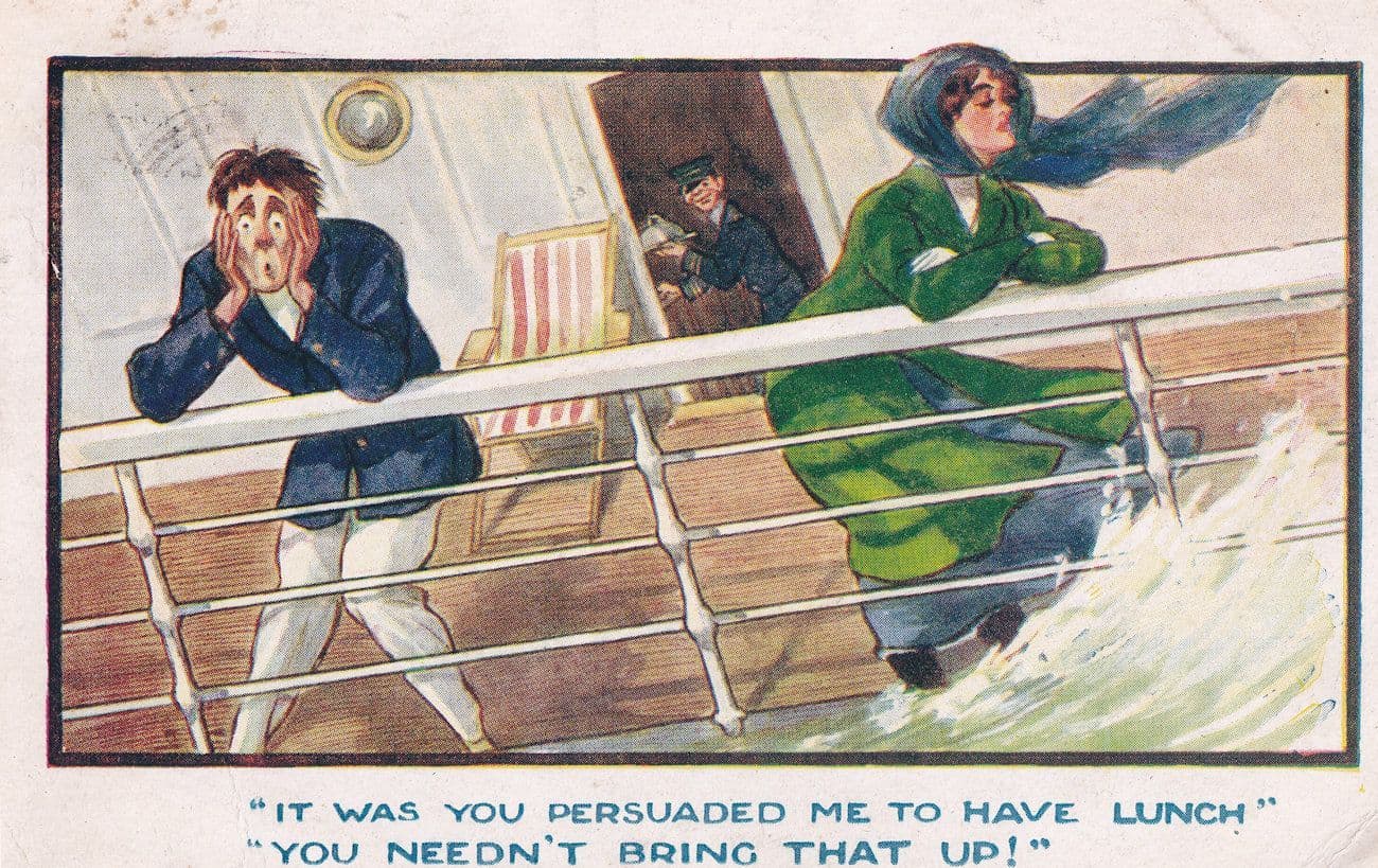 Seasick Nausea Old Comic Humour Postcard