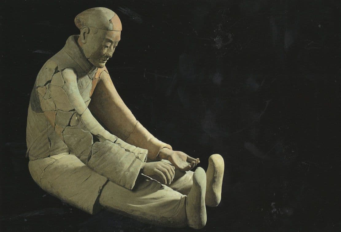 Seated Musician Chinese Qin Dynasty Terracotta Statue Postcard