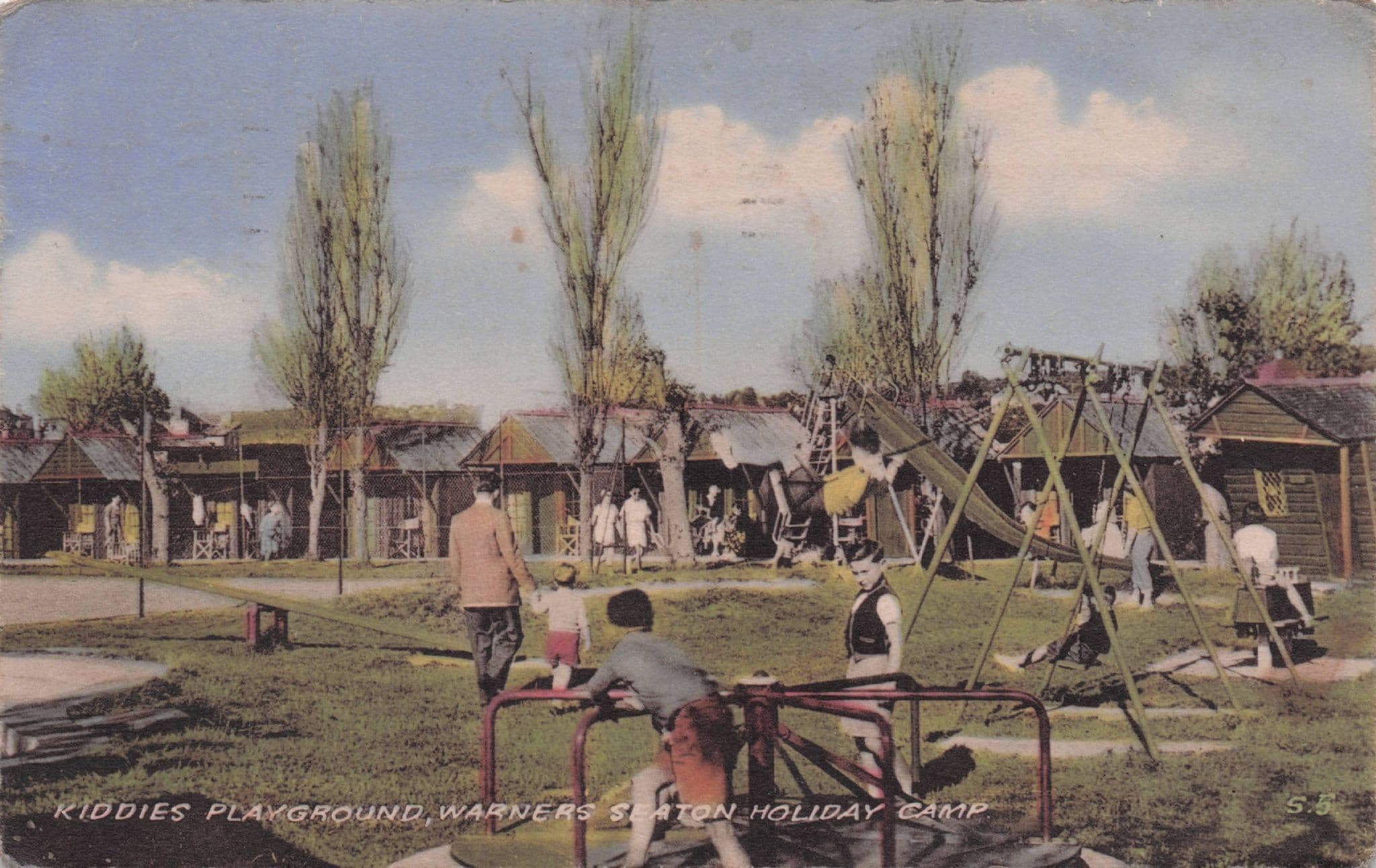 Seaton Holiday Camp Childrens Playground Slides 1950s Devon Postcard