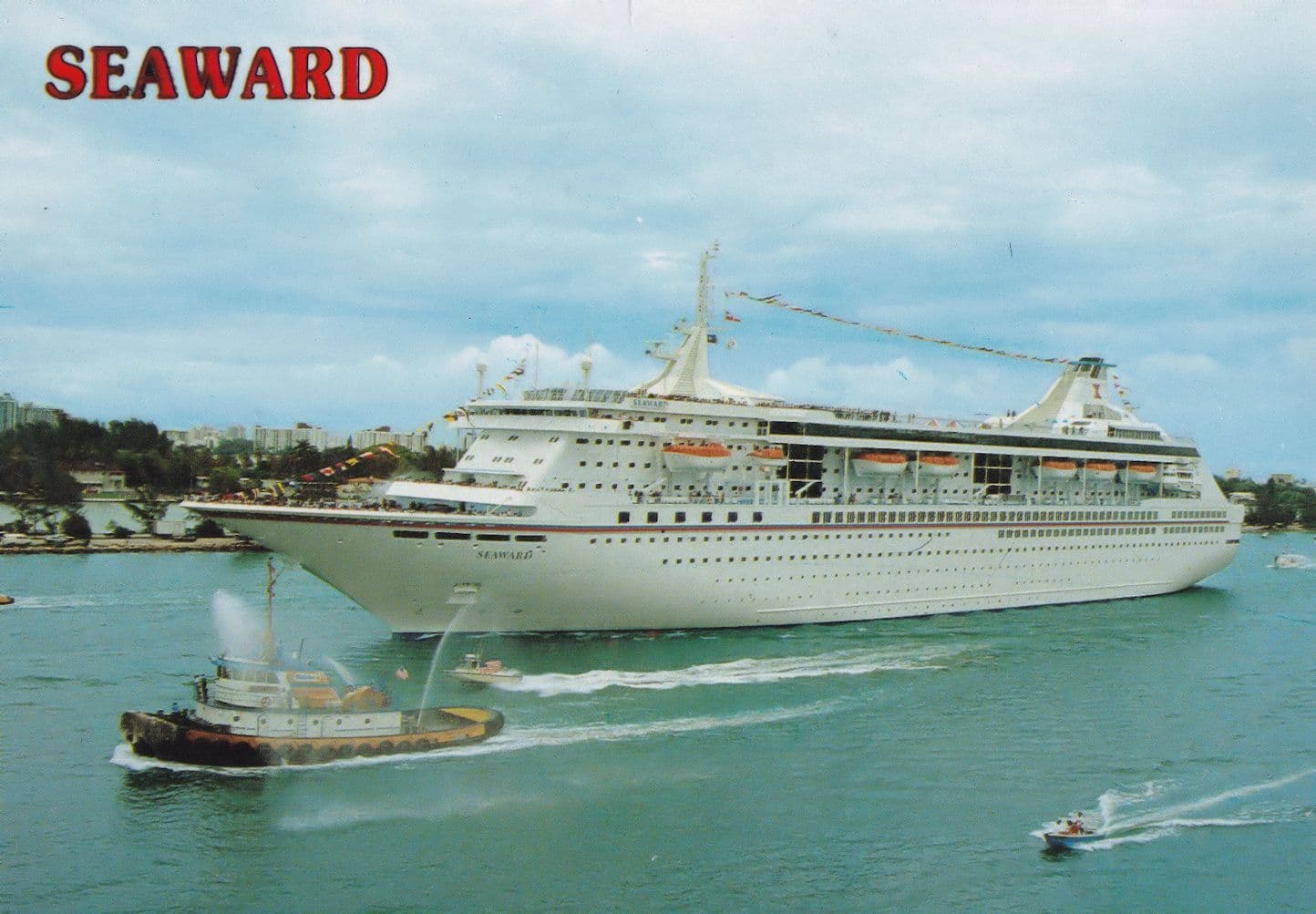 Seaward Norwegian Cruise Line NCL Dodge Island Miami Ship Ocean Liner Boat Postcard