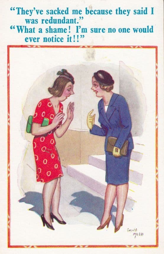 Secretary Sacked For Sexually Now Redundant Double Meaning Comic Humour Postcard