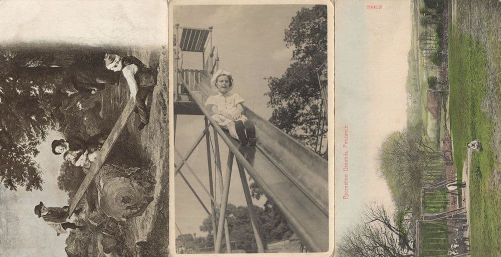 See Saw Saws Slide Childrens Playground 3x Antique Postcard s