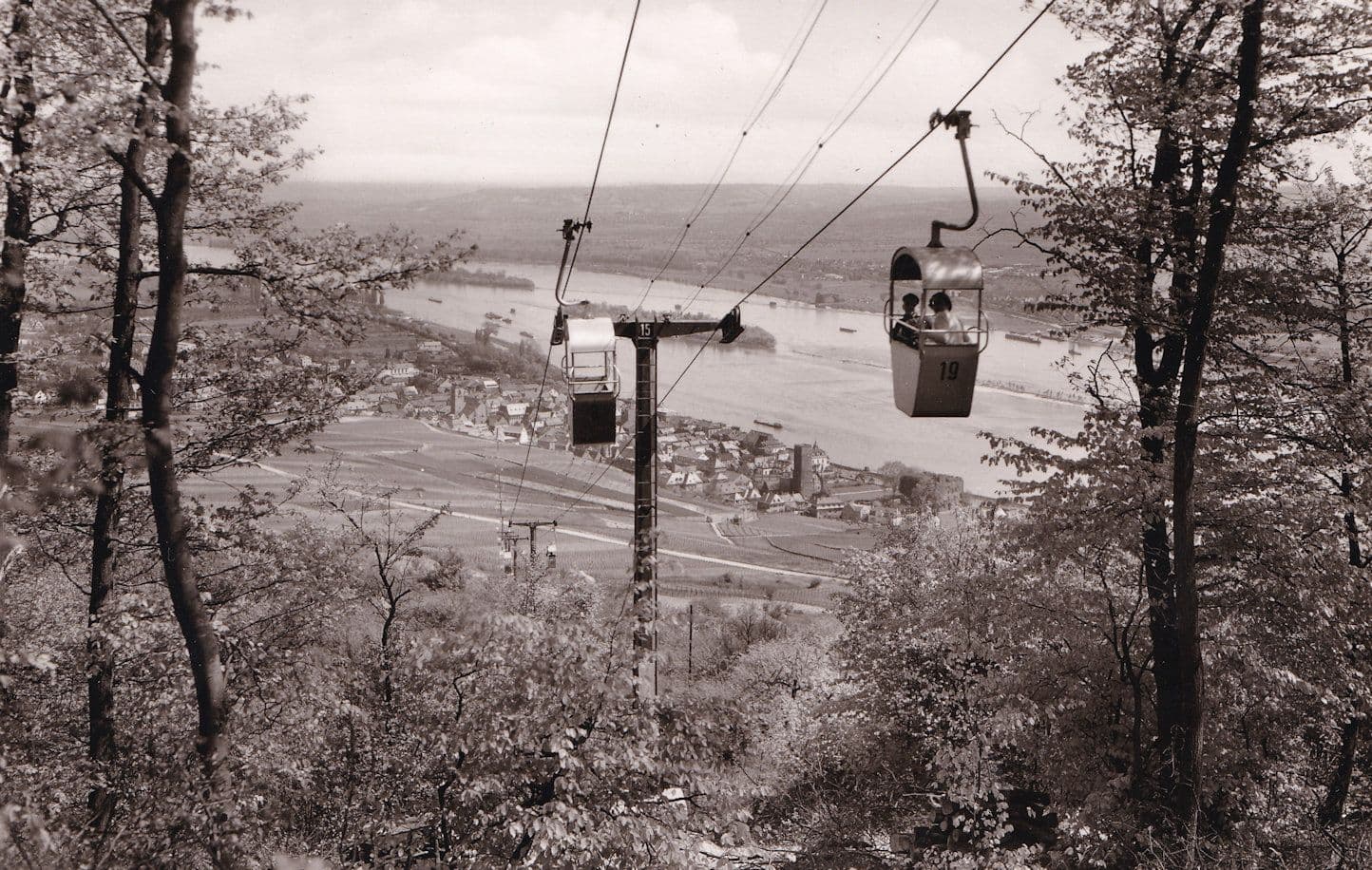 Seilbahn Rudesheim Am Rhein Niederwald RPC 1963 Exhibition Postcard