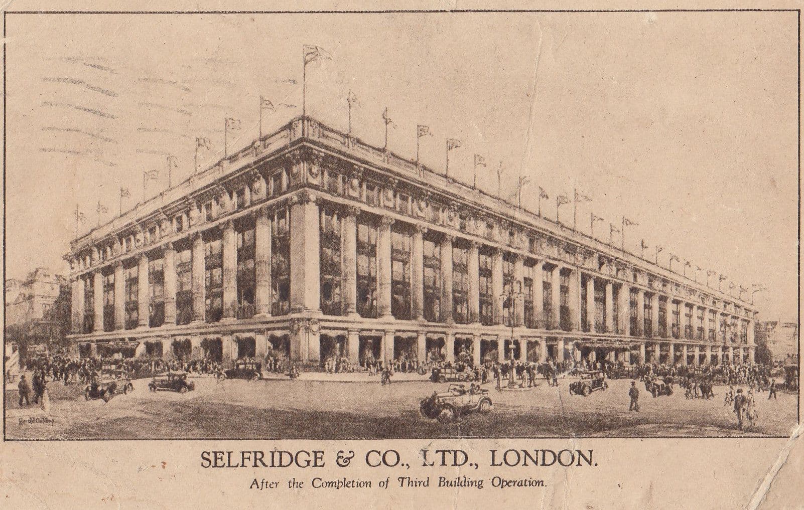 Selfridge & Co Department Store London Third Building Operation Postcard
