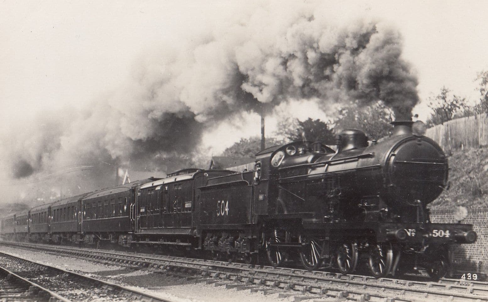 SER South Eastern Railway D1 Class 4-4-0 No 504 REL Mounsell Real Photo Train Postcard