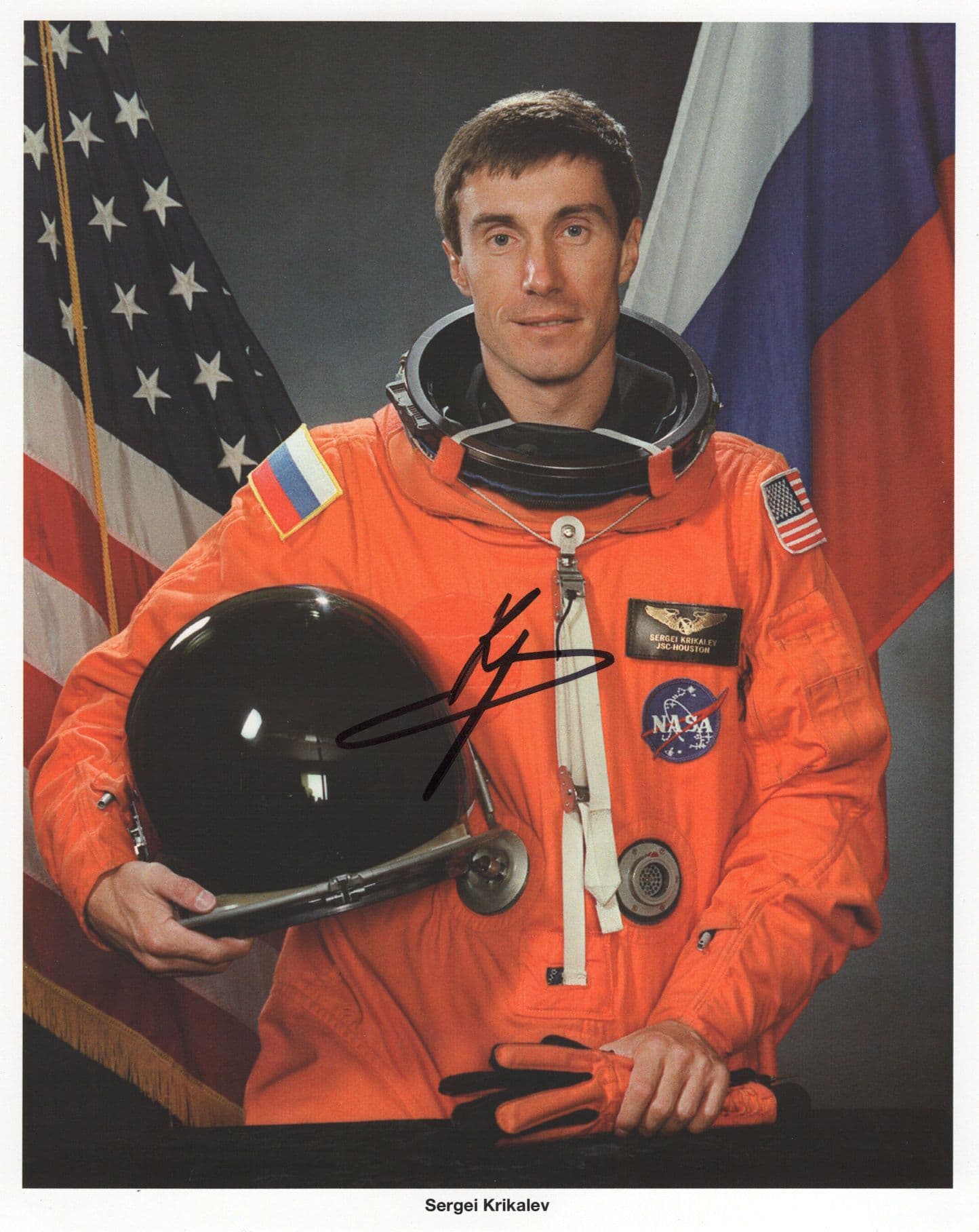 Sergei Krikalev Russian Cosmonaut Large NASA Hand Signed Photo