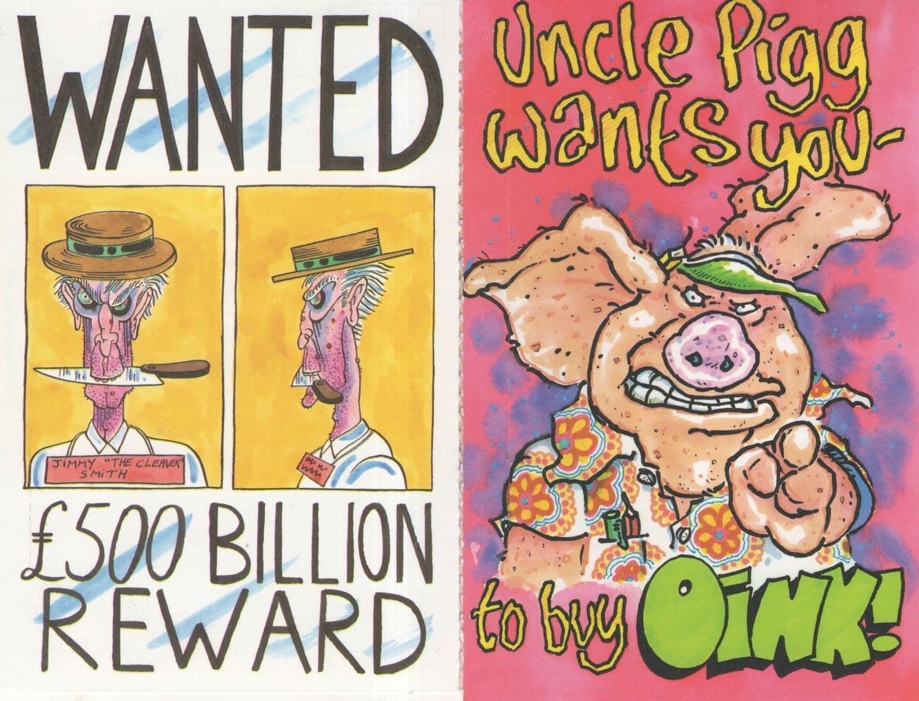 Serial Knife Killer Uncle Sam Wants You Oink Comic 2x Postcard s