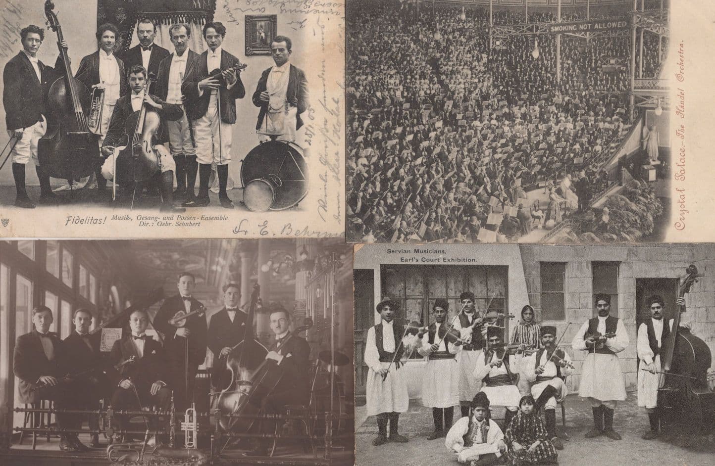 Servian Musicians Earls Court Exhibition 4x Old Postcard s