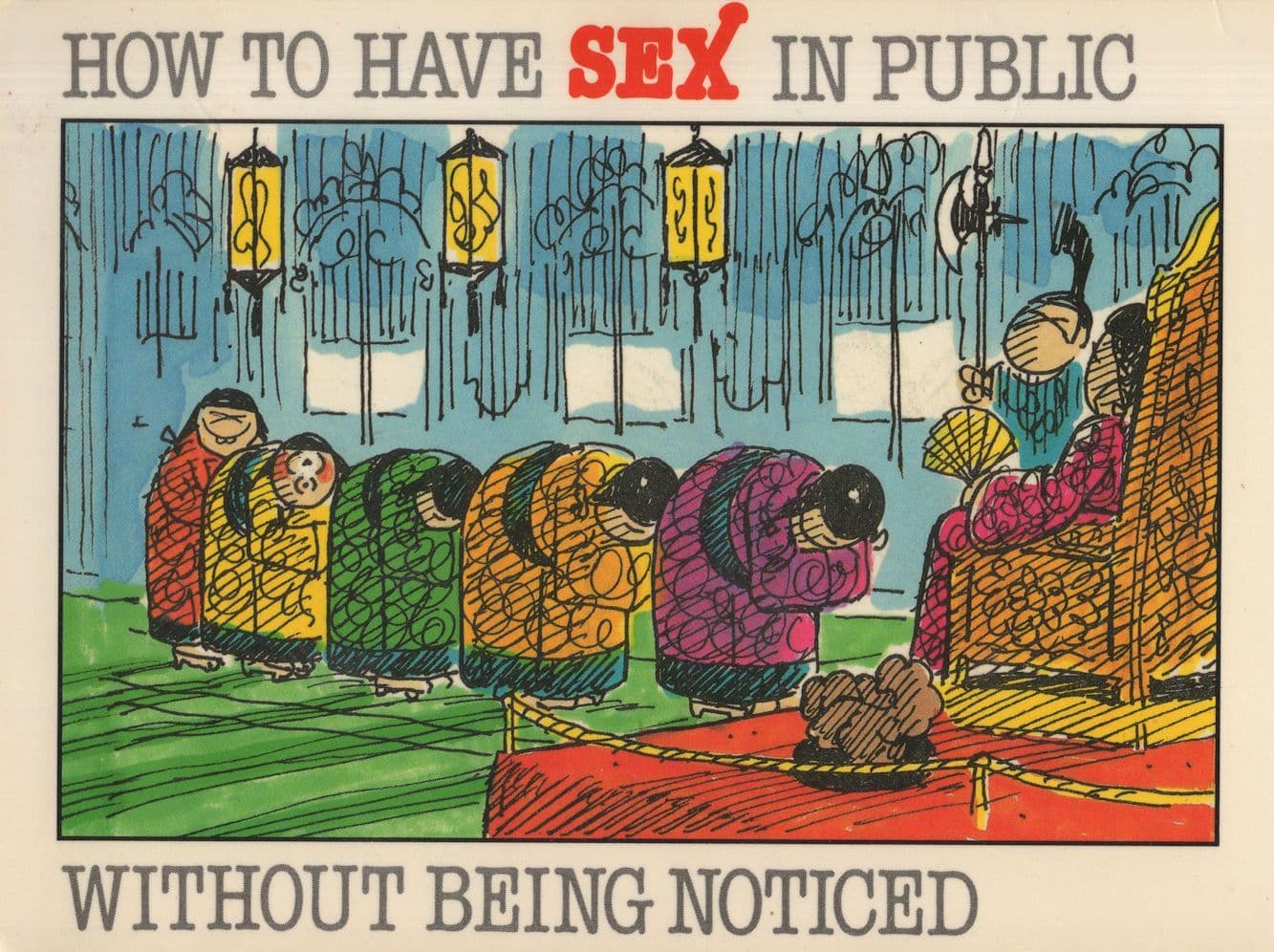 Sex In Public LGBT Interest Comic Chinese Oriental Painting Postcard