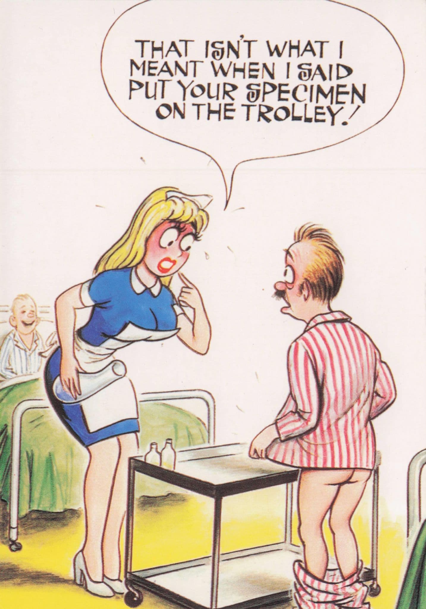 Sexy Hospital Nurse Wants Man Specimen Penis Comic Bamforth Postcards