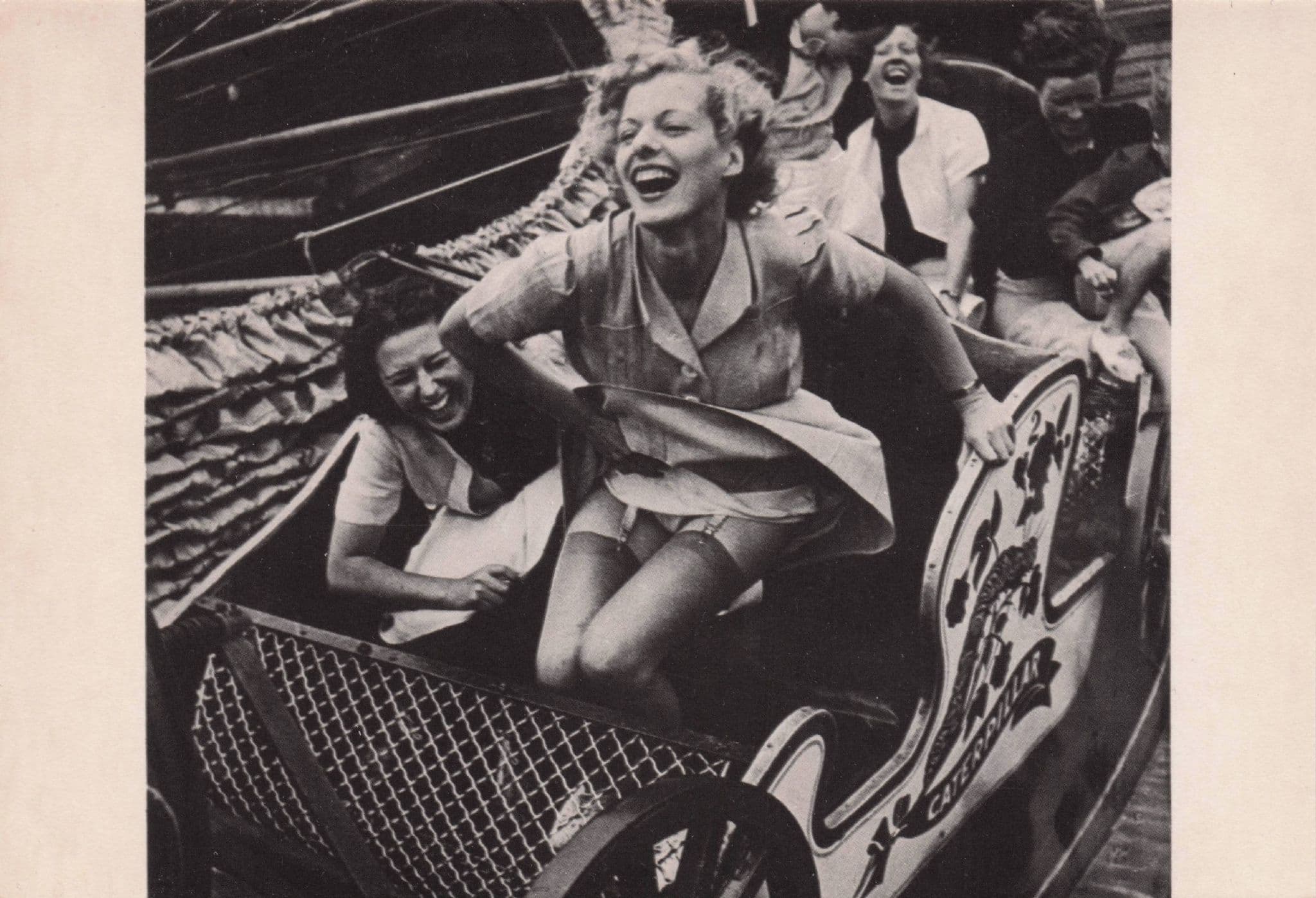 Sexy Lady Glamour 1930s Theme Park on Roller Coaster Photo Postcard