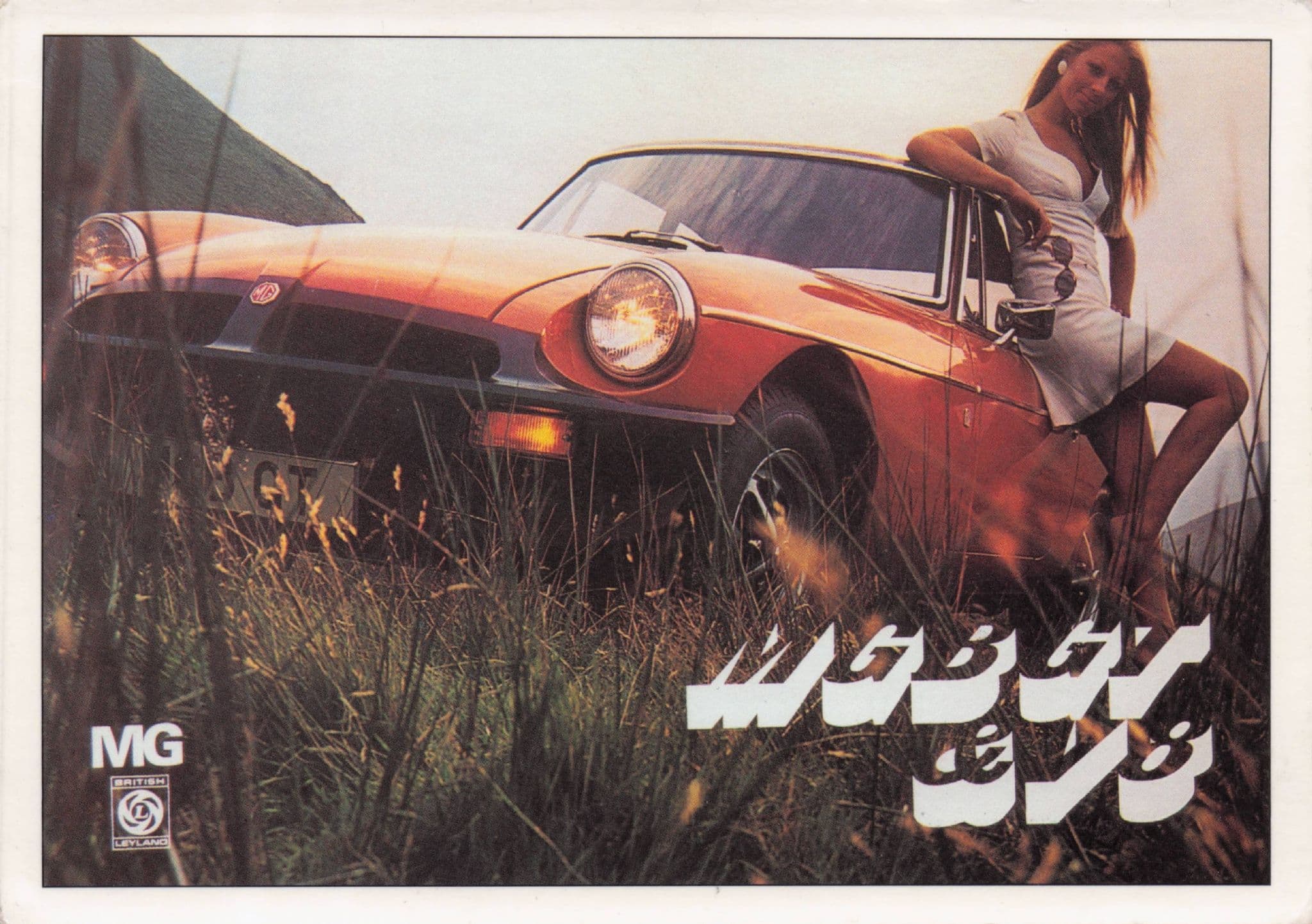 Sexy Lady Modelling MG Fast Classic Car MGB BT Postcard
