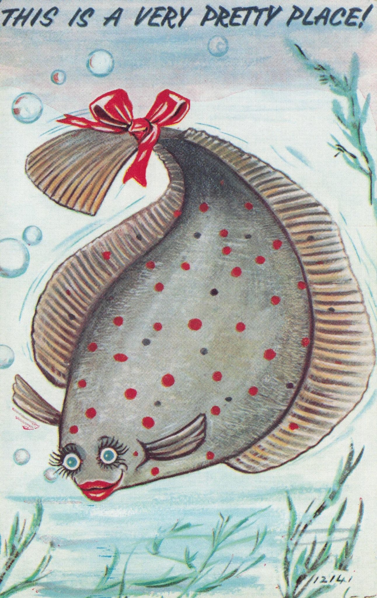 Sexy Sea Fish In A Pretty Place Fishing Comic 1970s Postcard