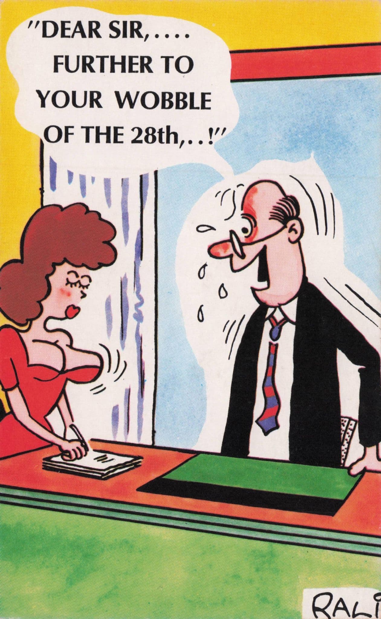 Sexy Secretary Boobs Wobbling Shorthand Vintage Comic Postcard