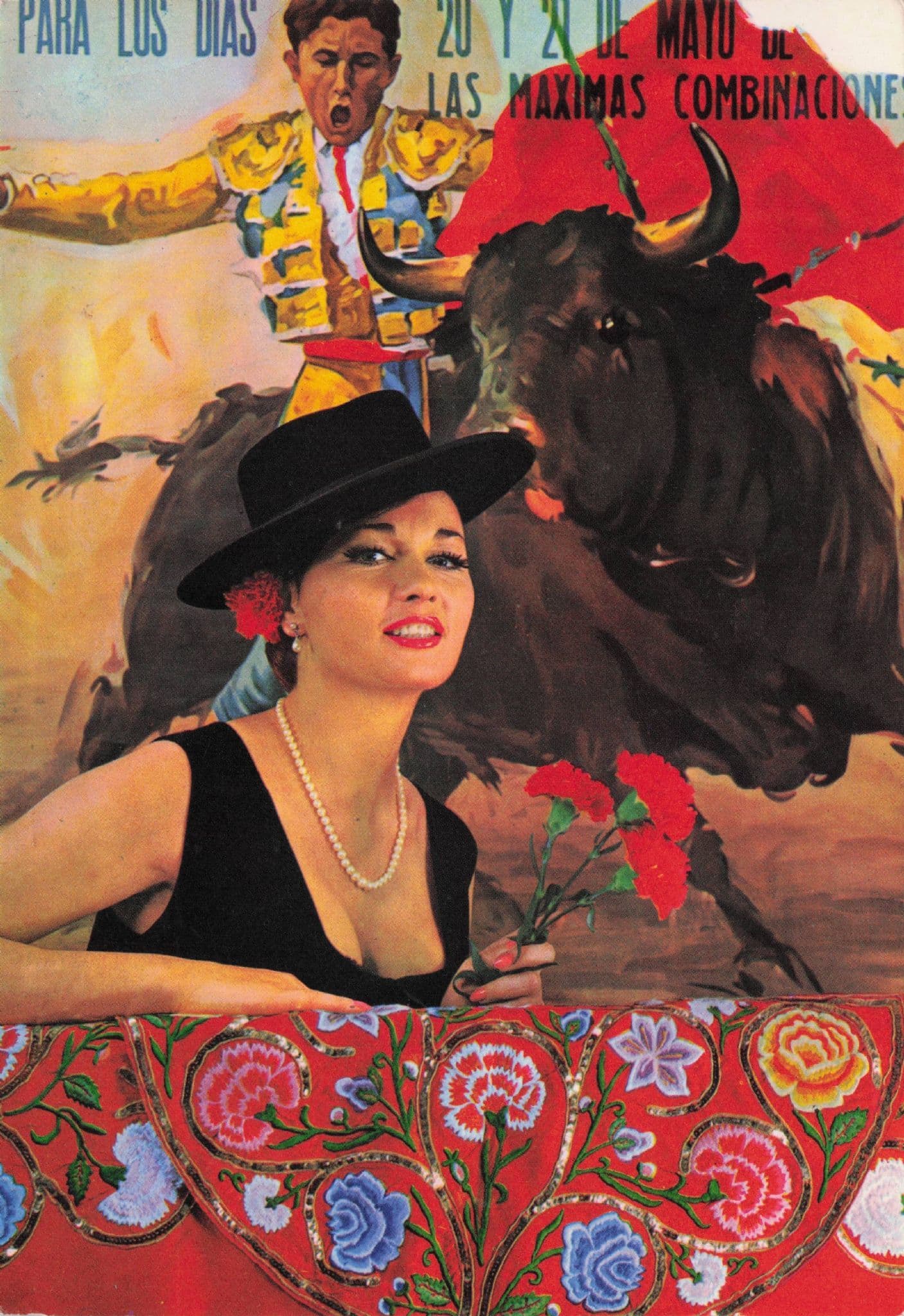 Sexy Spanish Lady at Bullfighting Poster 1960s Photo Glamour Postcard