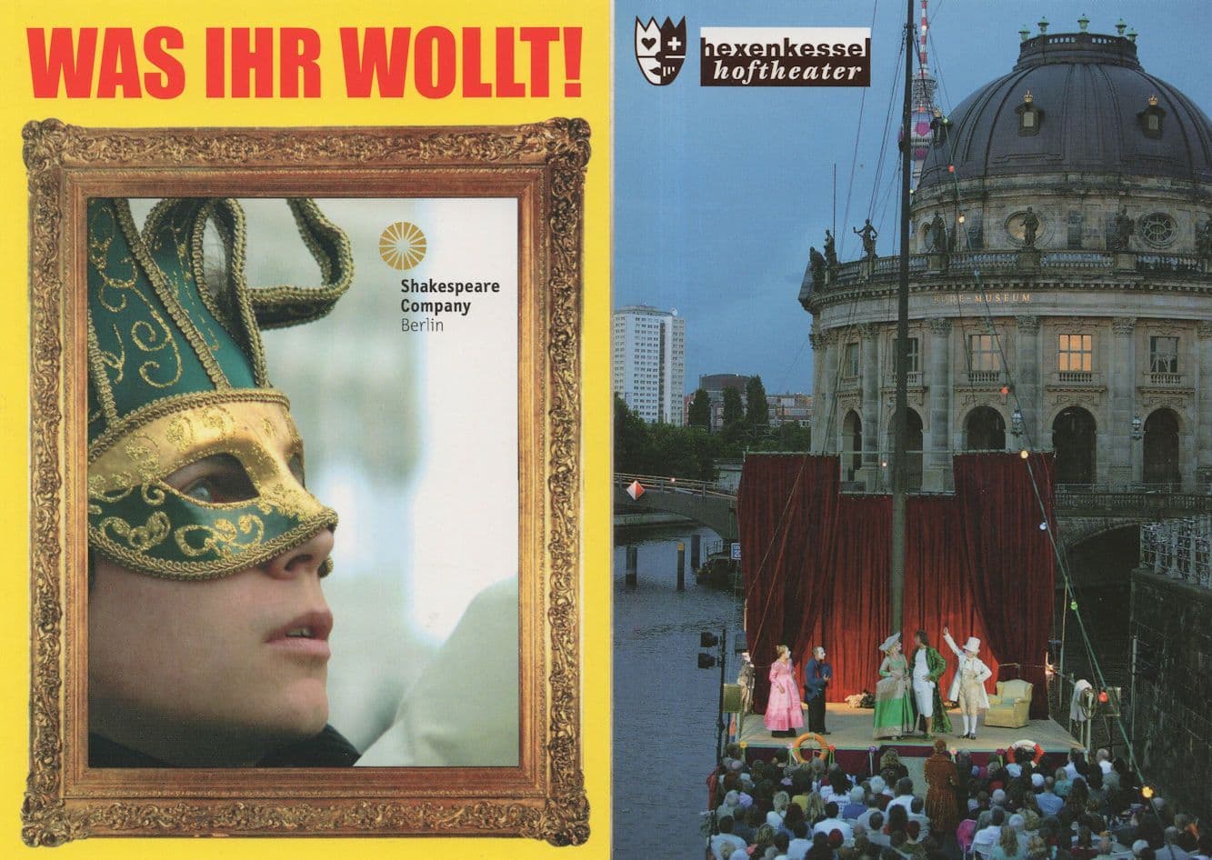 Shakespeare Company Berlin Germany Was Ihr Wollt Advertising 2x Postcard