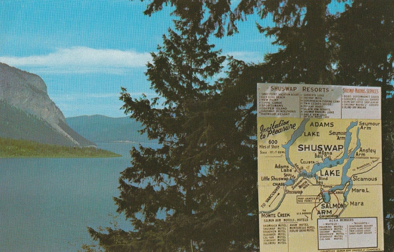Shaswap Canadian Biggest Indian Tribe Lake Map Canada Postcard