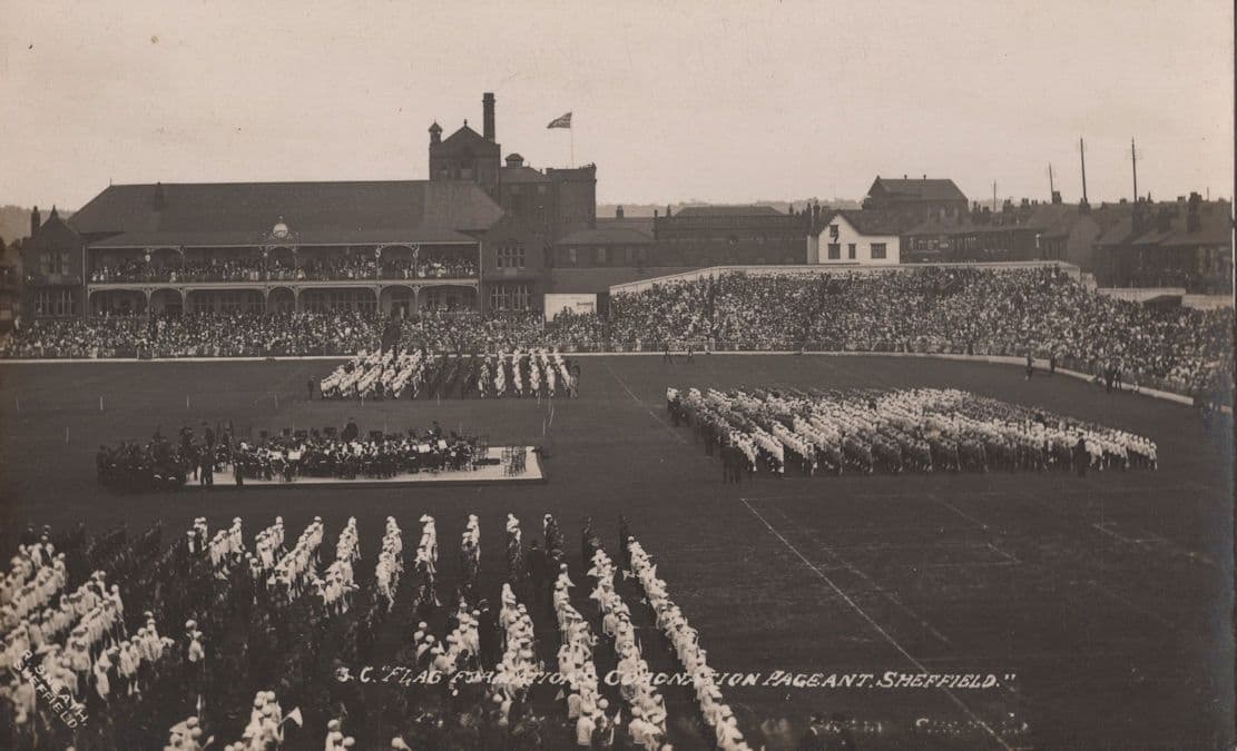 Sheffield Coronation Pageant Formation Of Human National Flags Military Postcard