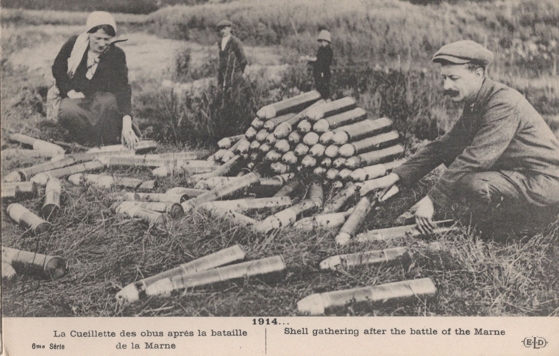 Shell Artillery Gathering At Battle Of The Marne WW1 Postcard