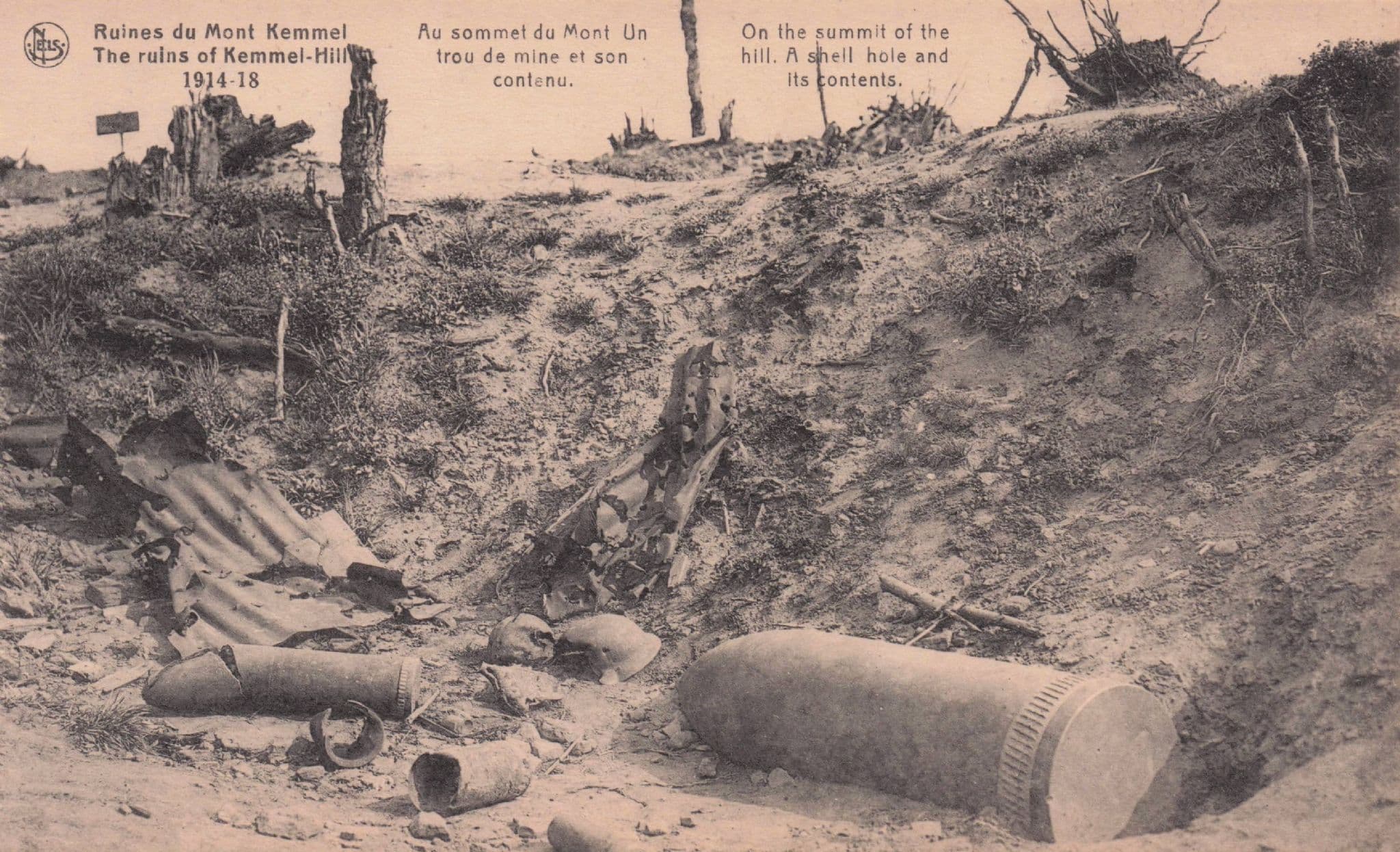 Shell Contents After WW1 Bomb Kemmel Belgium War Damage Postcard