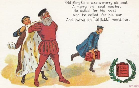 Shell Petrol Old King Cole Childrens Nursery Rhyme Advertising Postcard
