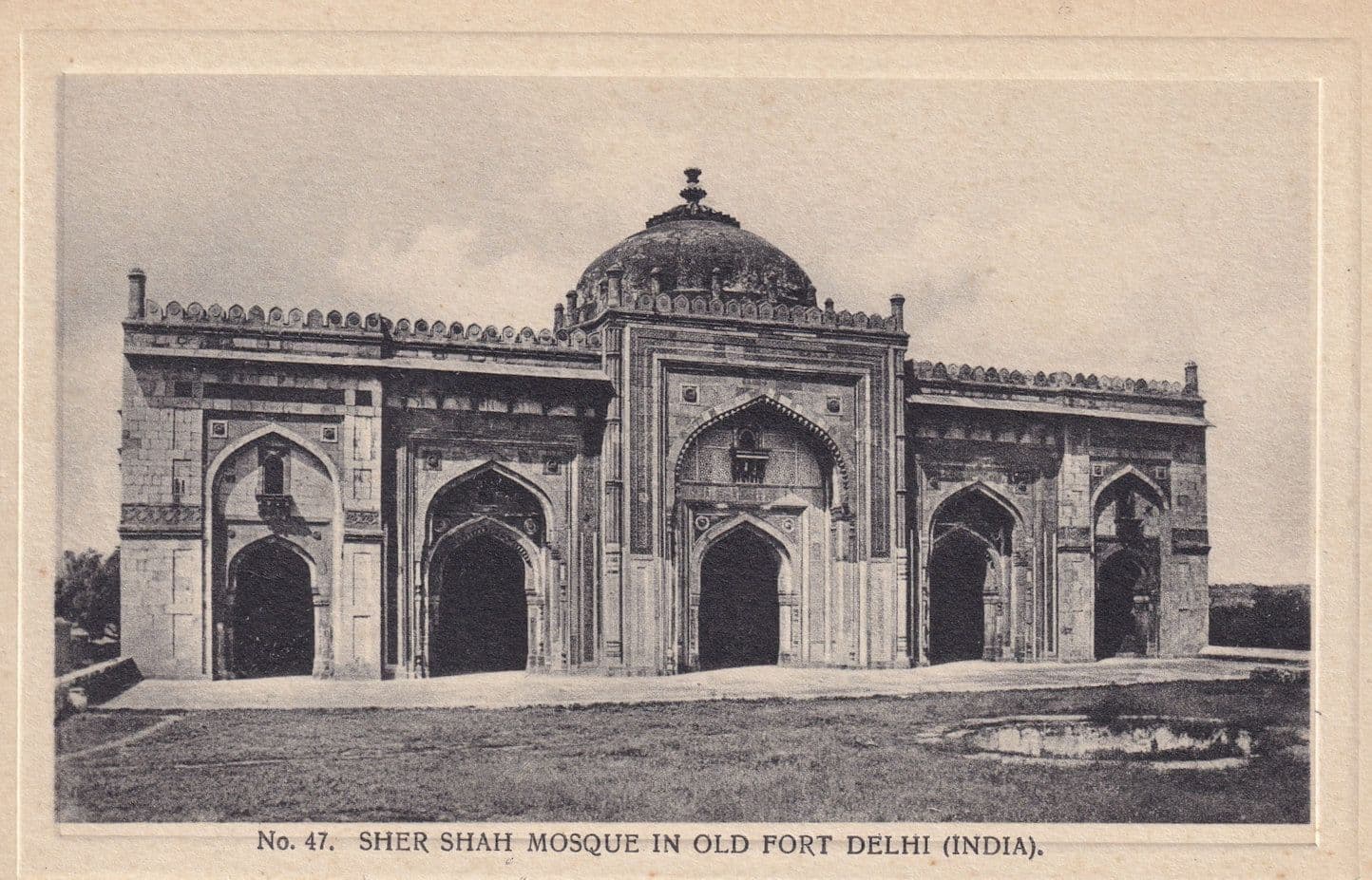 Sher Shah Mosque in Old Fort Delhi India Antique Postcard