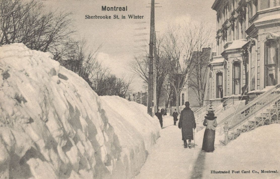 Sherbrooke Street In Winter Montreal Canada Old Postcard