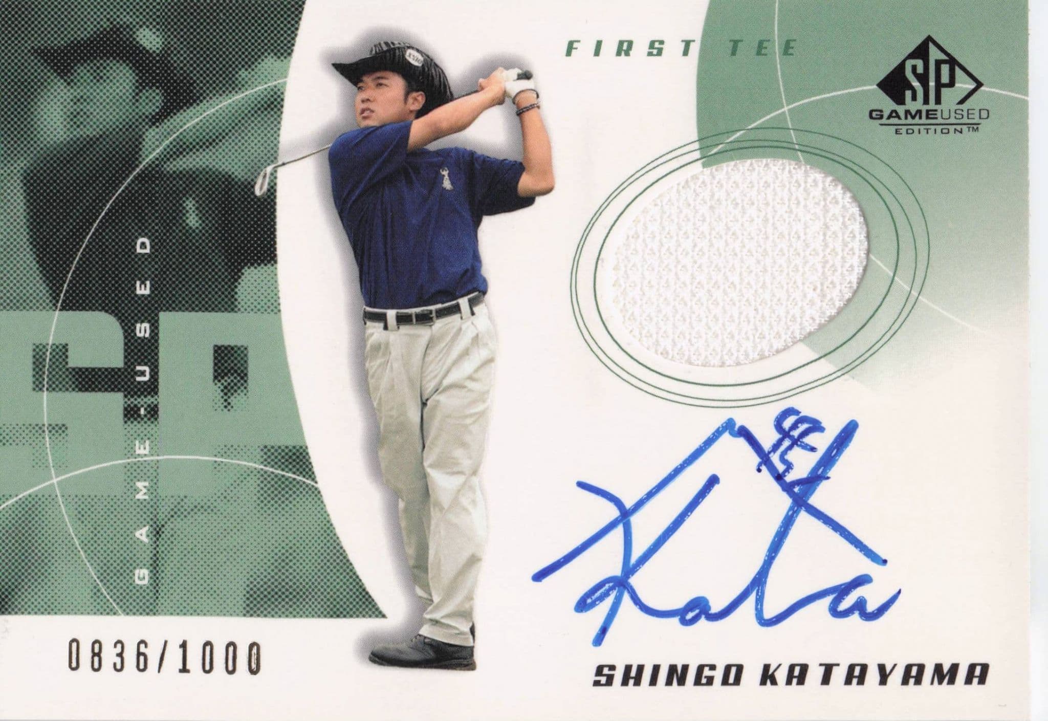 Shingo Katayama First Tee SP 2002 Golf Hand Signed Worn PGA Shirt Card