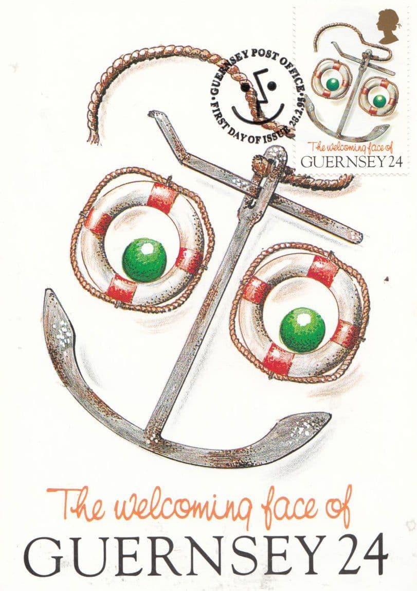 Ship Anchor Belts The Welcoming Face Of Guernsey Stamp First Day Cover Postcard