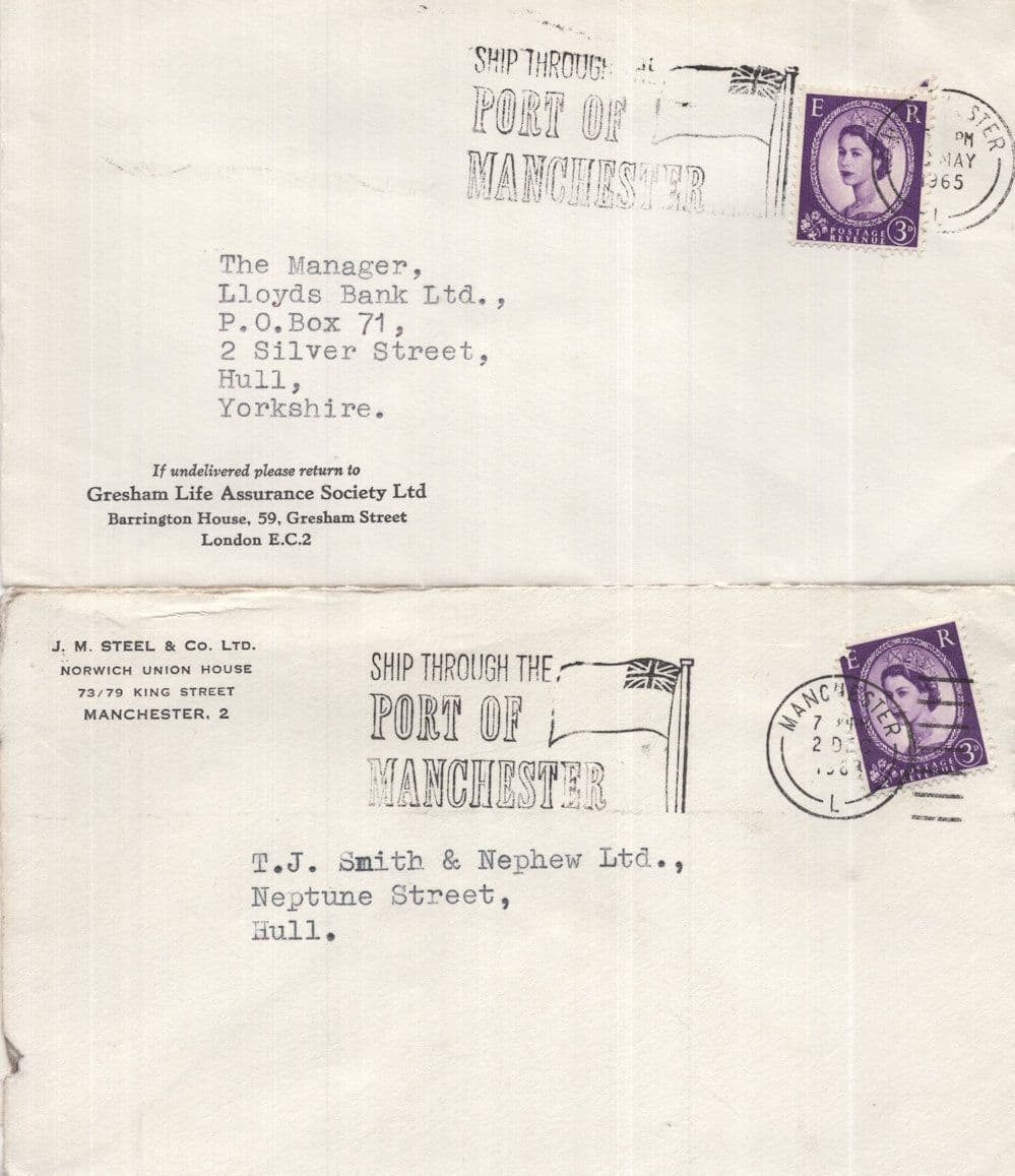 Ship Through The Port Of Manchester Boat 2x 1960s Slogan Envelopes