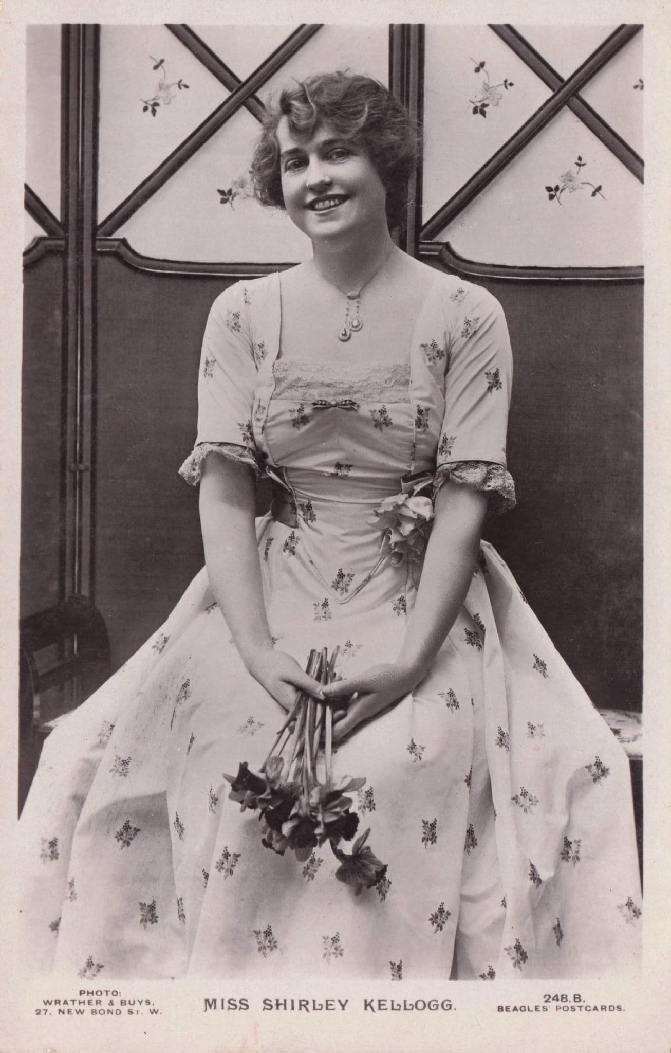 Shirley Kellogg Edwardian Actress Rare Beagles RPC Postcard