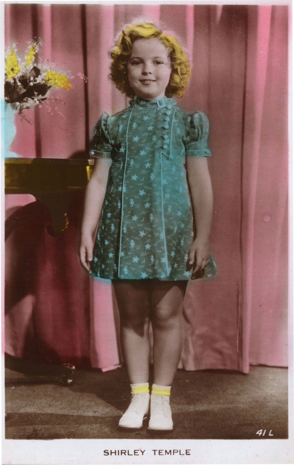 Shirley Temple RARE Art Coloured Tinted Photo Postcard